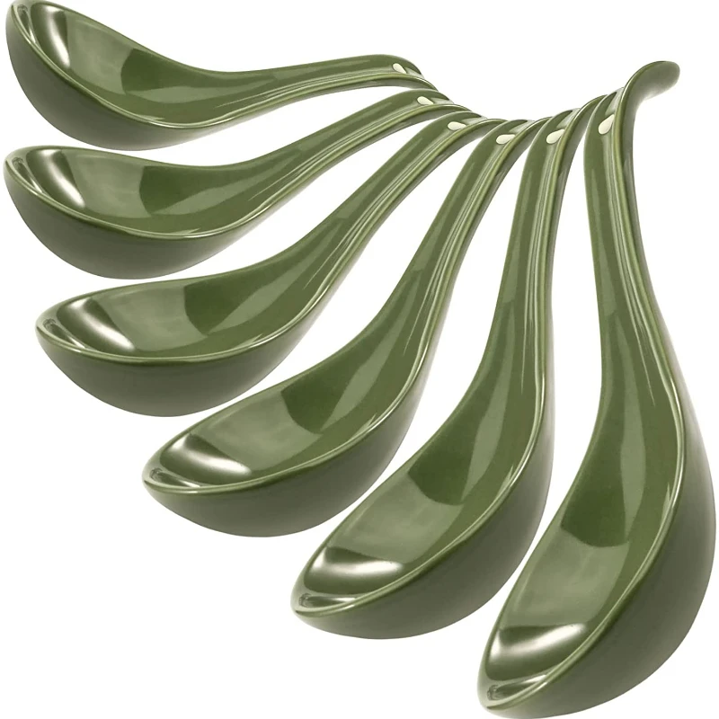 6Pcs/Lot Ceramic Chinese Soup Spoons Creative Japanese Style Rice