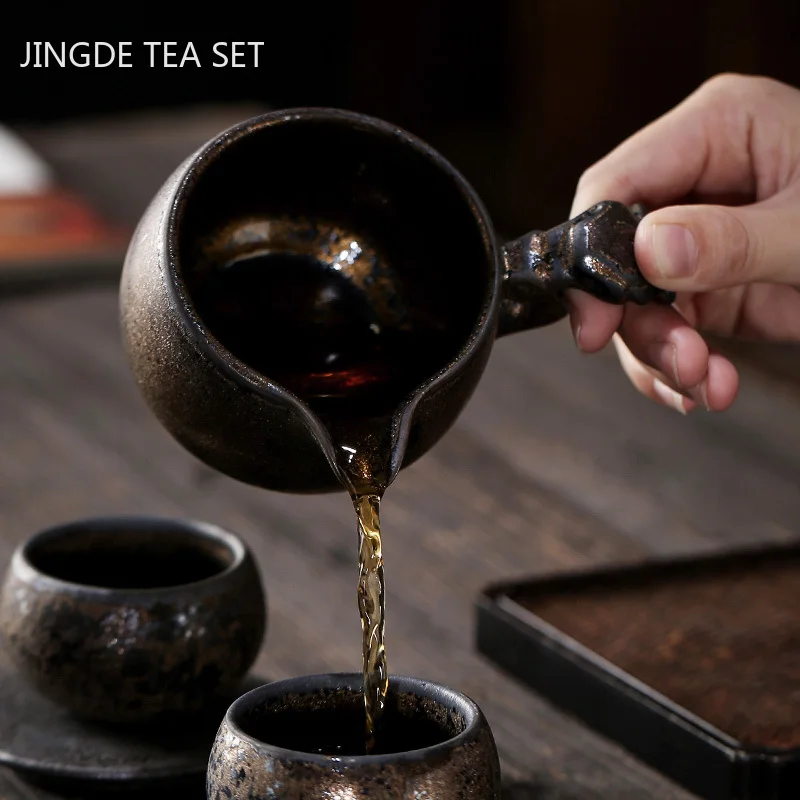 Japanese Rust Glaze Fair Cup Tea Leak Retro Kiln Change Pouring Tea Cup Household Tea Divider Ceramic Tea Set Accessories