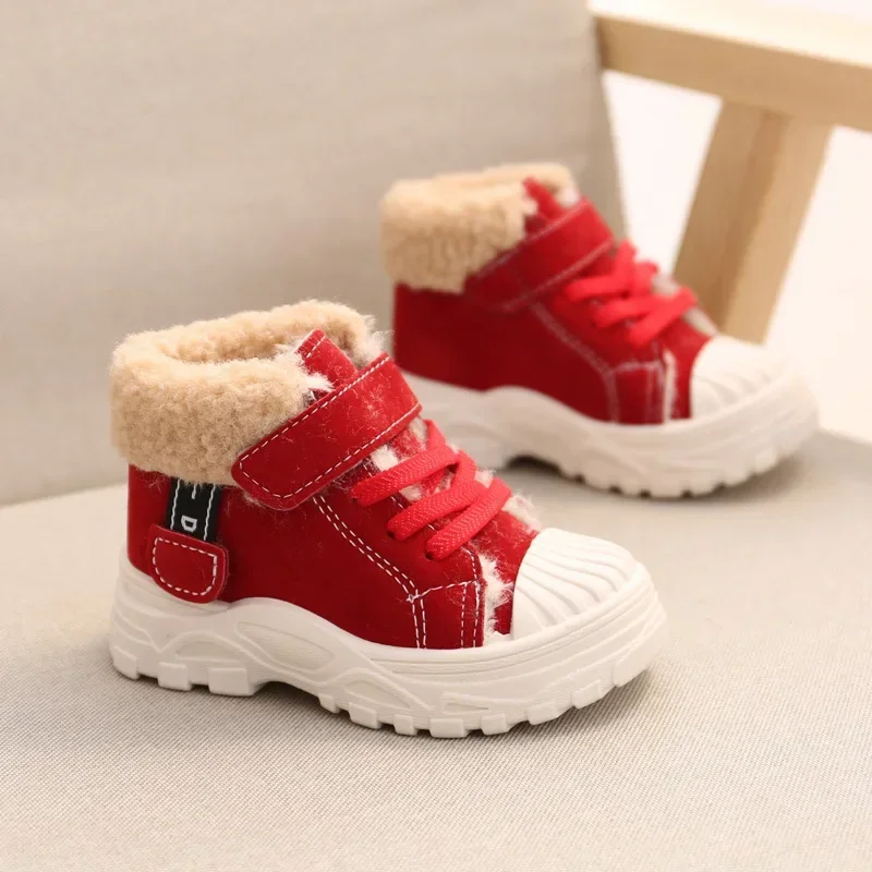 Children Boots Children Warm Boots Winter Boys Plus Thicken Velvet Cotton Girls Waterproof Short Baby Cotton