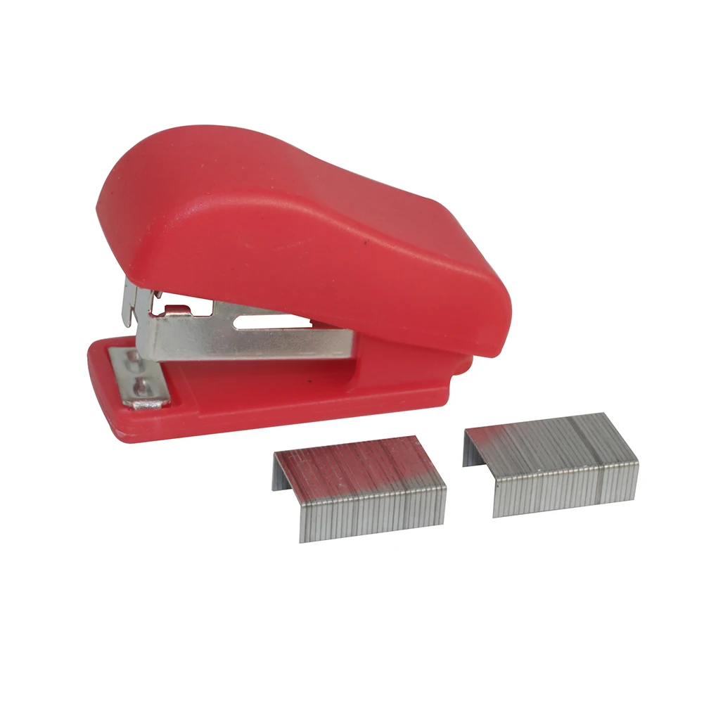 El Casco Shiny Chrome & Red Desk Stapler Small