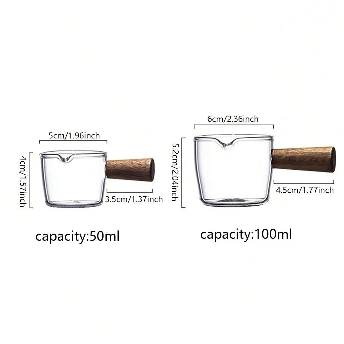 75ml Heat-resisting Glass Espresso Measuring Cup Double/Single Mouth Glass Milk Jug With Handle Glass Scale Measure Mugs