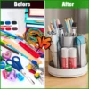 Rotating Pencil Organizer Large Capacity Round Desktop Storage Holder with 6 Compartments 360° Turntable Lipstick Organizer 5