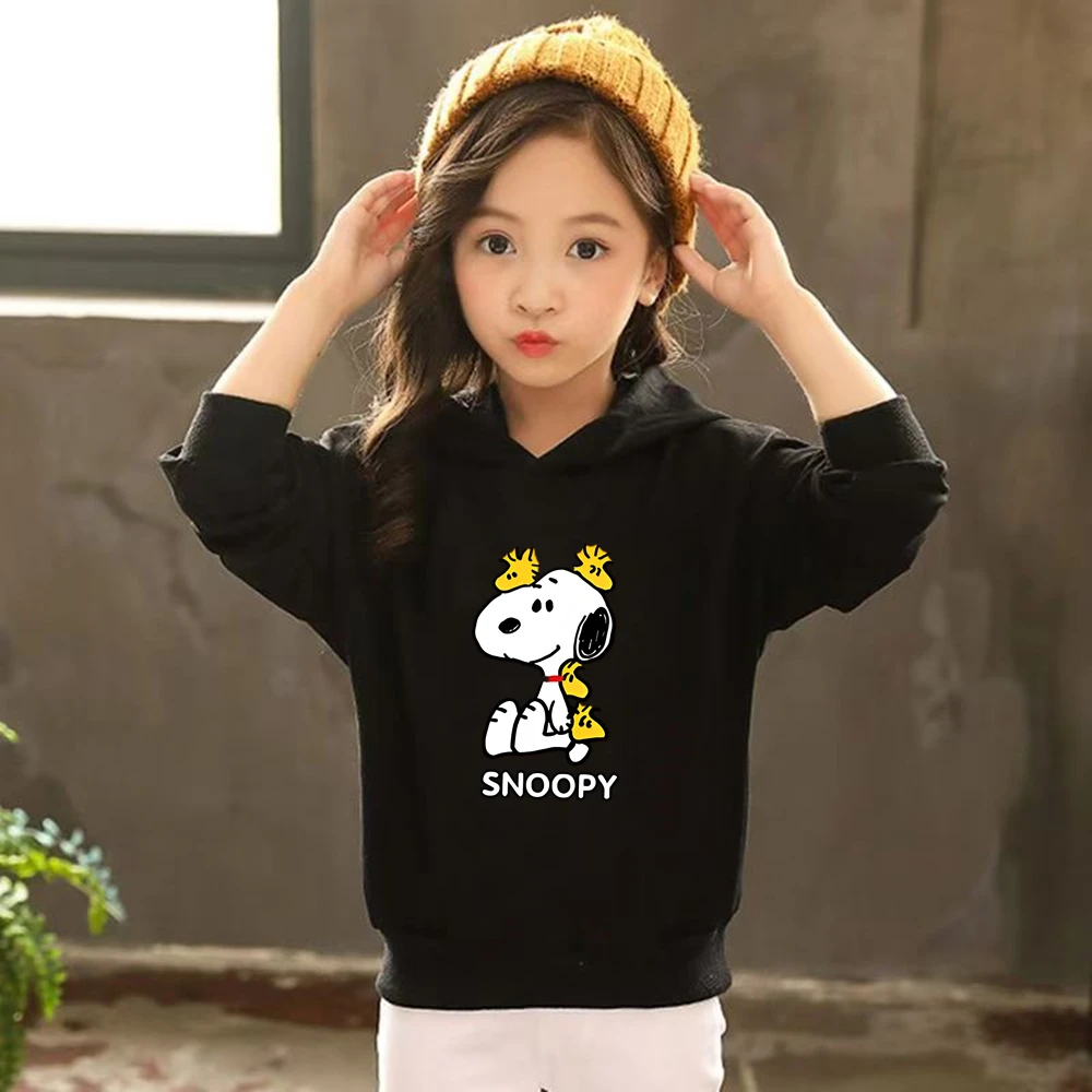 الأطفال غطاء رأس أسود سنوبي طباعة البلوز الفتيان الفتيات 3-12Yrs معطف البلوز السراويل طفل الملابس الترفيه مجموعة الخريف الشتاء