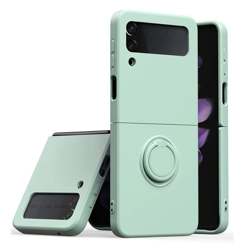 Premium Shockproof Silicone Strap Ring Holder Stand Case - Luxury Soft Flip Cover