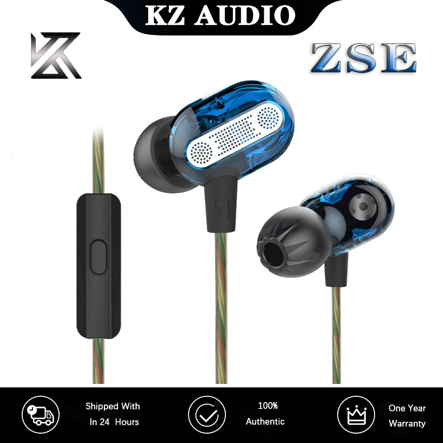 KZ ZSE динамический 2DD сабвуфер монитор HIFI проводные наушники-вкладыши для музыки