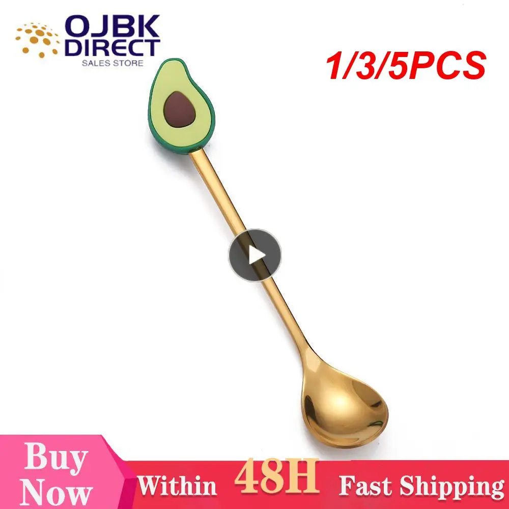 1/3/5PCS Mini Dessert Spoon Stainless Steel Spoon Fork Ice Cream Coffee Stirring Spoons Teaspoon Donut Fruit Fork Kitchen