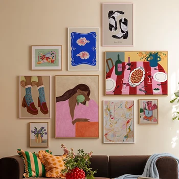 Stampe d'arte colorate Dipinti astratti della natura morta Cowgirl Canvas Poster Immagine di arte della parete per la camera delle ragazze Decorazione della casa Cuadros