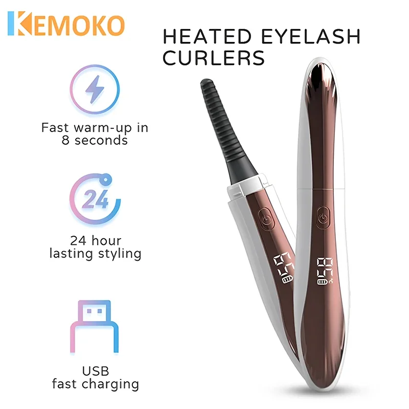 Electric Heated Eyelash Curler Rechargeable Makeup Eyelash Curler Curling Eyelashes Tools 24 Hours Long Lasting Eyelashes Curl K