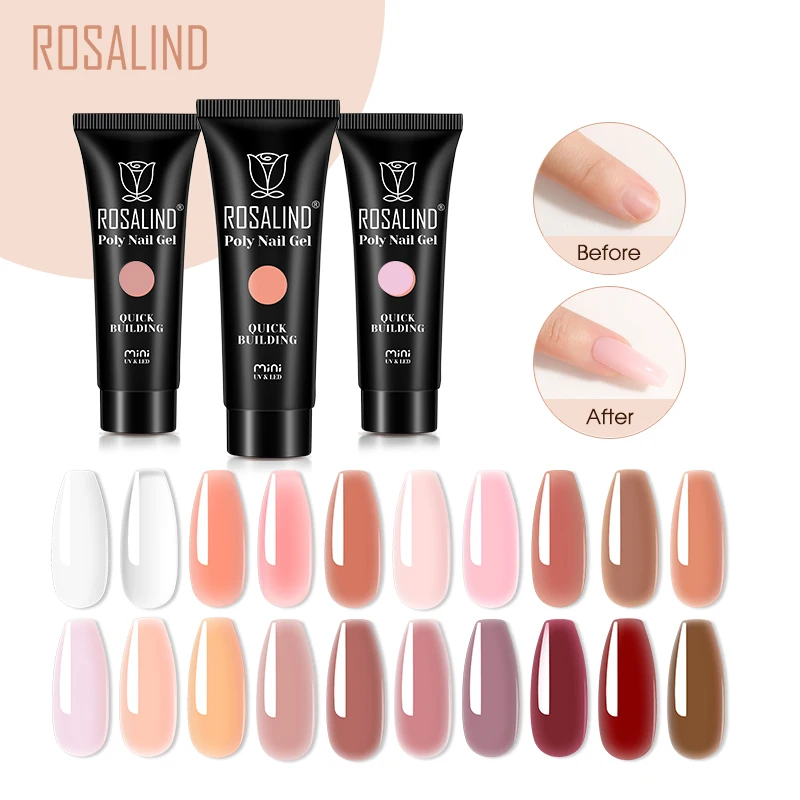

ROSALIND Mini Extension Gel Nail Polish Crystal Gel Acrylic Hybrid Varnish Pure Color Poly Nail Gel Cured UV/LED Lamp