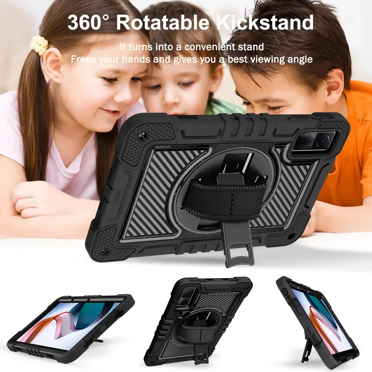Heavy Duty Shockproof Tablet Case with Swivel Bracket, Handle, and Shoulder Strap