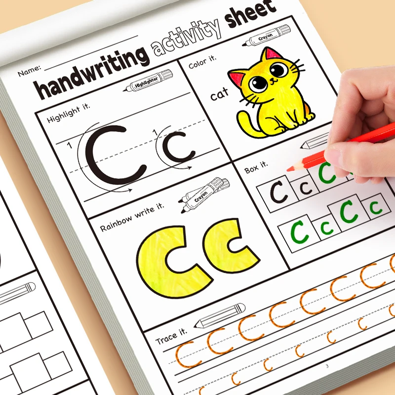 English Letter Handwriting Exercise Book Children's Fun Activity Copybook Containing Fun Illustrations 5 Types Interactive Games - 5