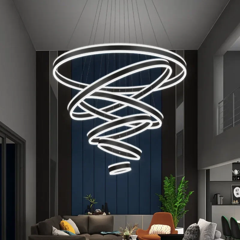 Moderne Lampade A Sospensione A Led Anello Su E Giù Luminescenza Per Soggiorno Sala Da Pranzo Scale Illuminazione Bar Decorazione Della Casa Lampada