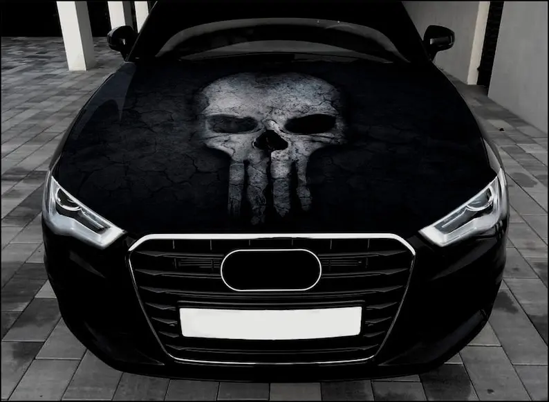 

Skull Car Hood Wrap Full Color Vinyl Decal Skeleton Sticker #5