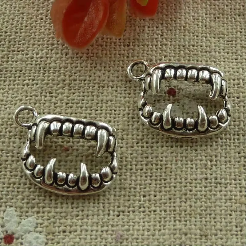 300 Stück tibetische Silber-Zahn-Charms-Anhänger, 17 x 12 mm, C2683, DIY-Schmuckherstellung, Kunsthandwerk