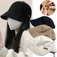 Women's Foldable Sunhat Summer Outdoor Beach Fisherman Hat Sunscreen UV Protection Cap Adjustable Cotton Wide Brim Bucket Caps 2
