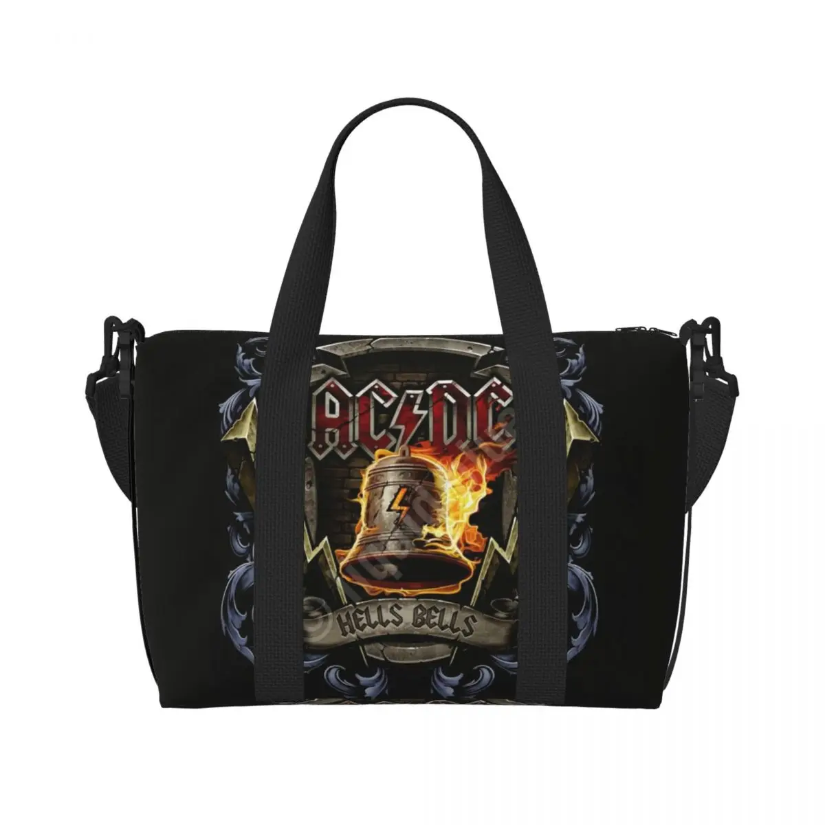 AC DC Rock Roll Band Tote Bag Women Large Capacity Australian Band Star Beach Gym Shoulder Travel Bag