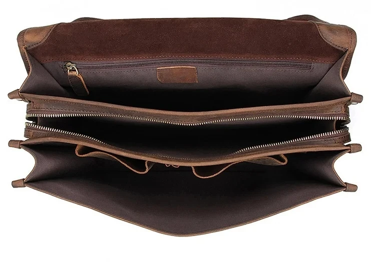 Brown Mens Large Leather Travel Laptop Bags Briefcase