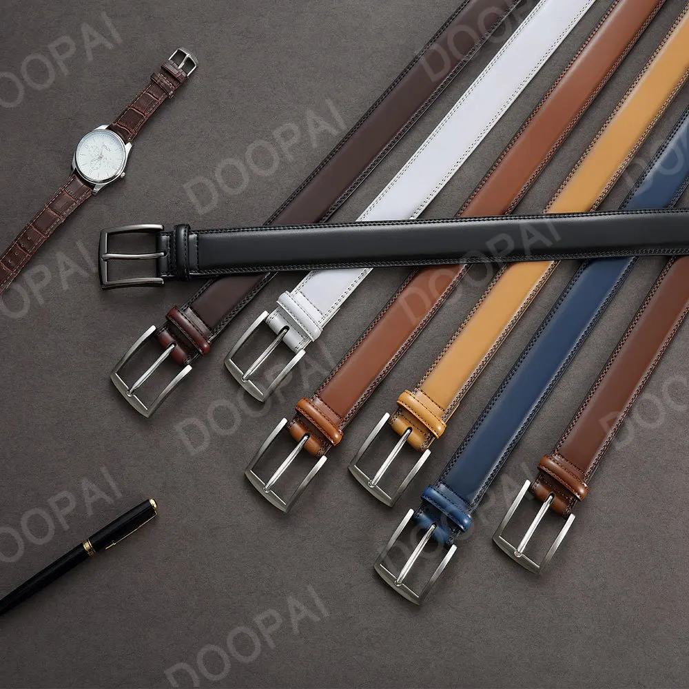 2025 Men Belts Pin Buckle Metal Automatic Buckle Belt Genuine Leather Male Belt Strap Male Black Coffee Brown WaistBelts for Men