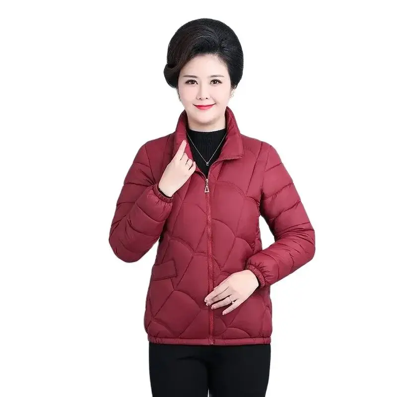 

Autumn Winter Short Cotton Jacket Women New Loose Stand-Up Collar Coat Pure Colour Thin Outerwear Fshion Pocket Overcoat Female