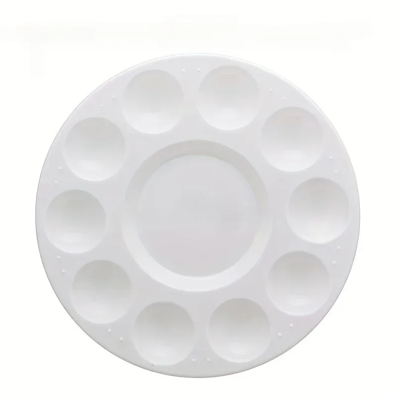 1pc White Round Plastic Paint Tray Easy-Clean Sturdy Palettes for School Projects Art Classes Craft DIY Art Painting Palettes