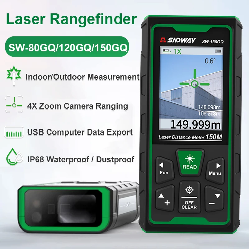 Laser Rangefinder Green Laser Distance Meter 80M/120M/150M Digital ...
