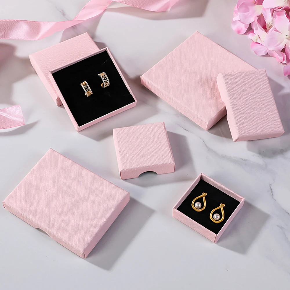 3 Scatole Portagioie In Velluto Rosa Per Bracciali - 9x9x1,7 Cm - Confezione Regalo Con Coperchio Trasparente