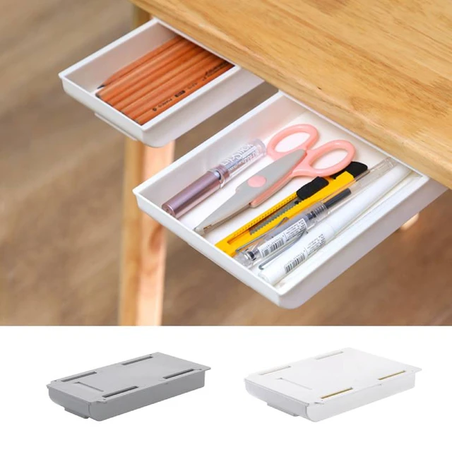 Unter Schreibtisch Schublade Selbstklebende versteckte Aufbewahrungsbox  Büro Home Storage Organizer Unter Schreibtisch Schublade Schreibwaren  Organizer Stand