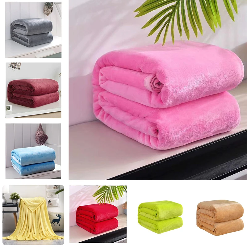 

Thickened Wool Flannel Blanket Soft Warm Skin-Friendly Flannel Solid Color Bedding Winter Family Sofa Blanket