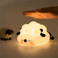 Cute LED Night Light Panda Sheep Rabbit Silicone Nightlights Timing USB Rechargeable For Bedroom Decoration Kids Birthday Gift 2