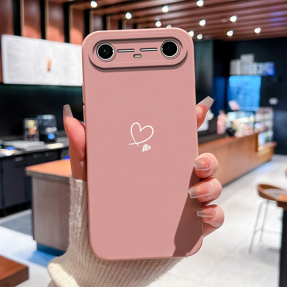 Fashion Love Heart Soft Smooth Liquid Silicone Phone Case Cover for Tecno Pova / Spark Slim