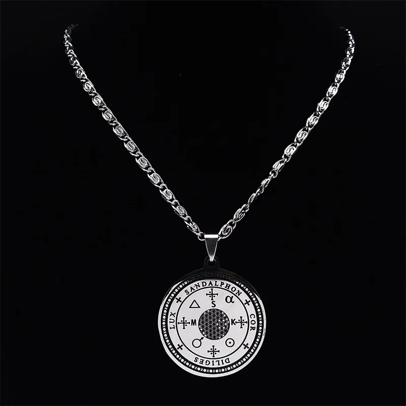 Erzengel Sandalphon Halskette Silber Farbe Edelstahl Siegel von Solomon Halsketten Talisman Schmuck Kragen Hombre n2779s06 – Detail 6