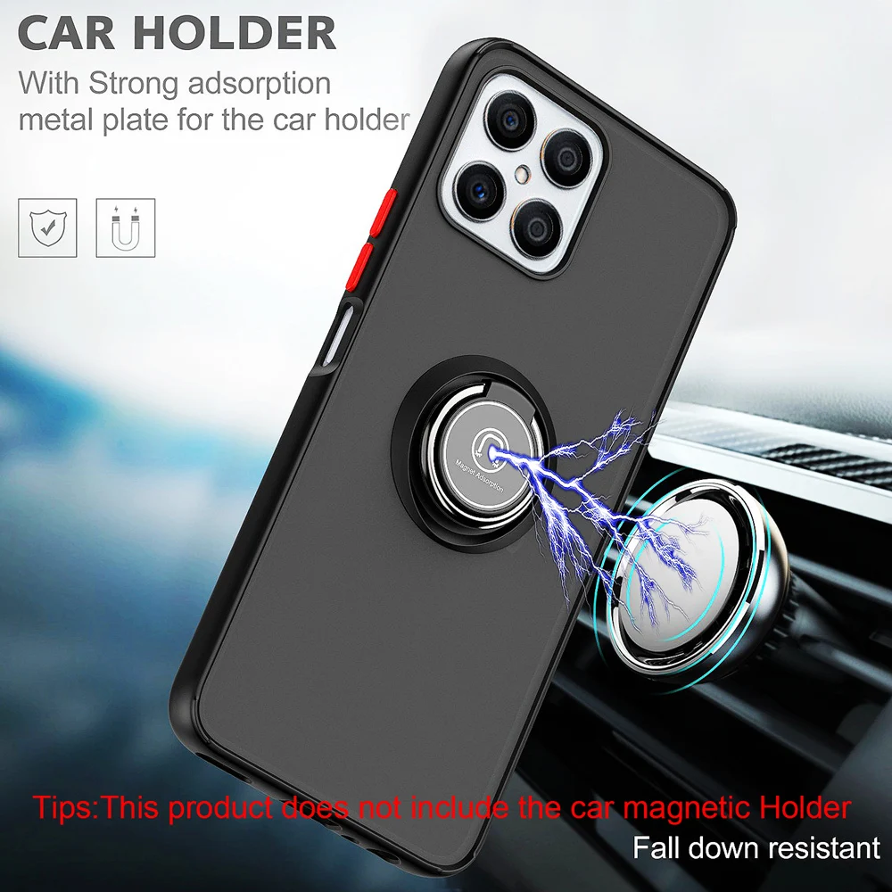Capa de celular transparente mate com anel para honor x8_voghion.com