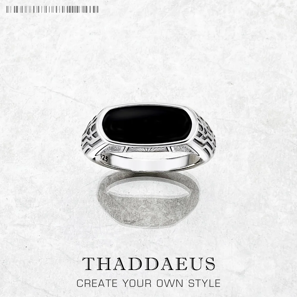 Signet Ring Oval Shape Onyx Europe Style Vintage Fine Jewelry Women Men Summer 925 Sterling Silver Gift