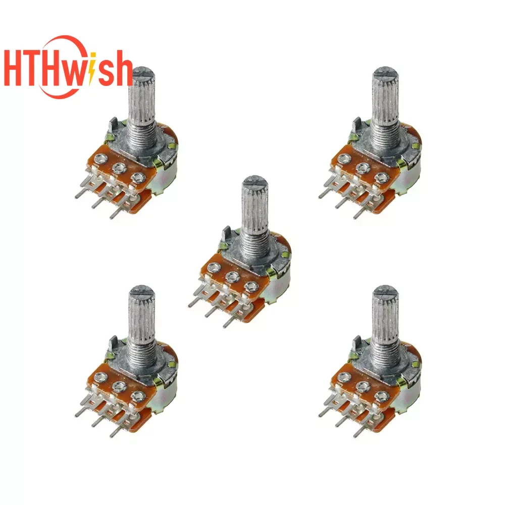 5pcs WH148 20MM 6Pin Dual Potentiometer B1K B2K B5K B10K B20K B50K B100K B250K B1M Ohm Variable Rotary Carbon Film Resistor