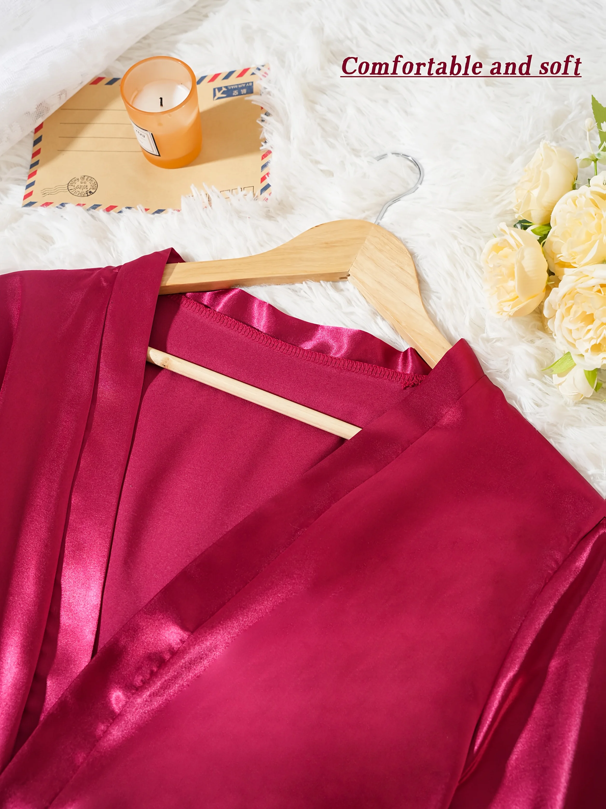 4 قطعة طقم بيجامة حريمي من الساتان رداء دانتيل ملا...