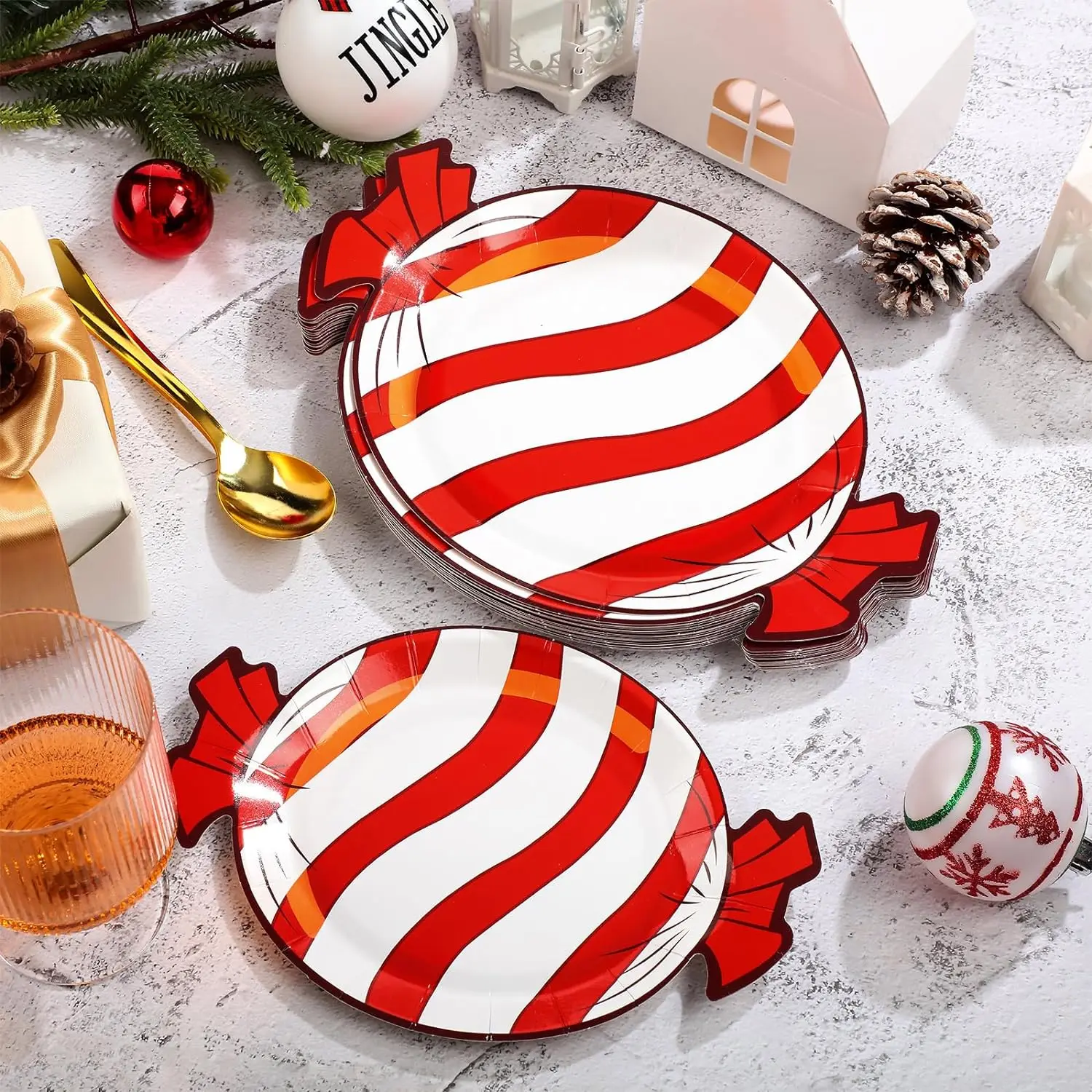 Assiettes de père noël jetables pour fête de noël, 8 pièces, pour