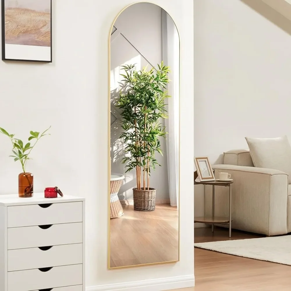 

59"x16" Full Length Mirror, Floor Mirror Hanging or Leaning, Full Body Mirror with Stand,Wall Mounted Mirror, Gold