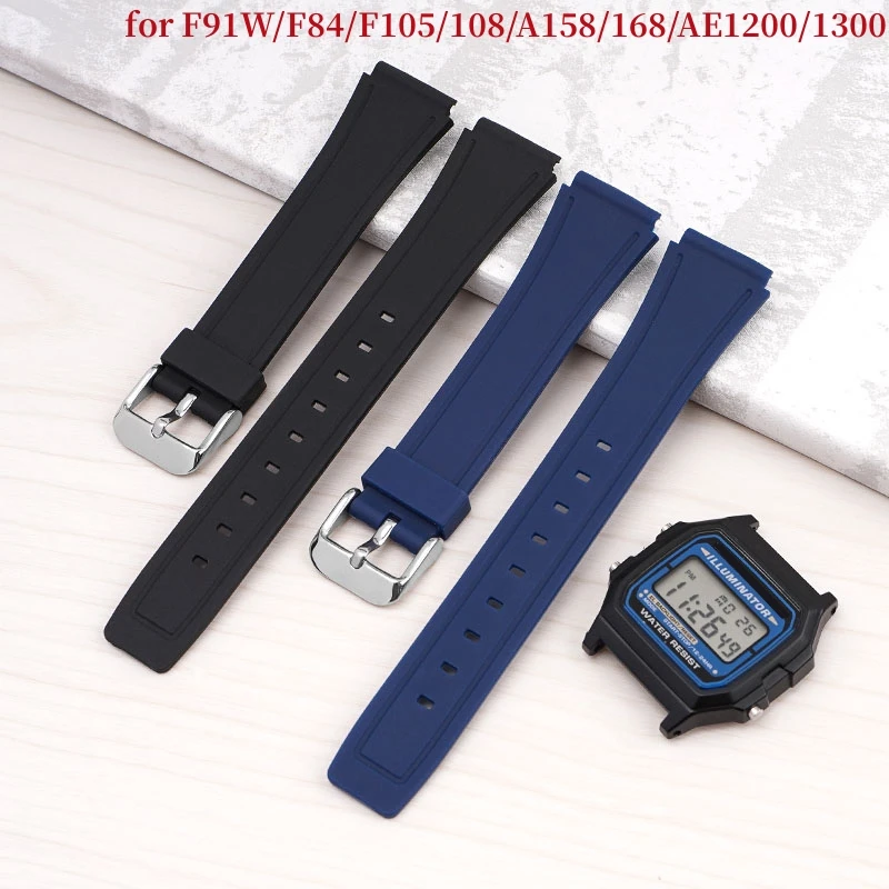 CINTURINO OROLOGIO NERO per Casio F91W/F84/F105/108 CINTURINO OROLOGIO NERO per Casio F91W/F84/F105/108
