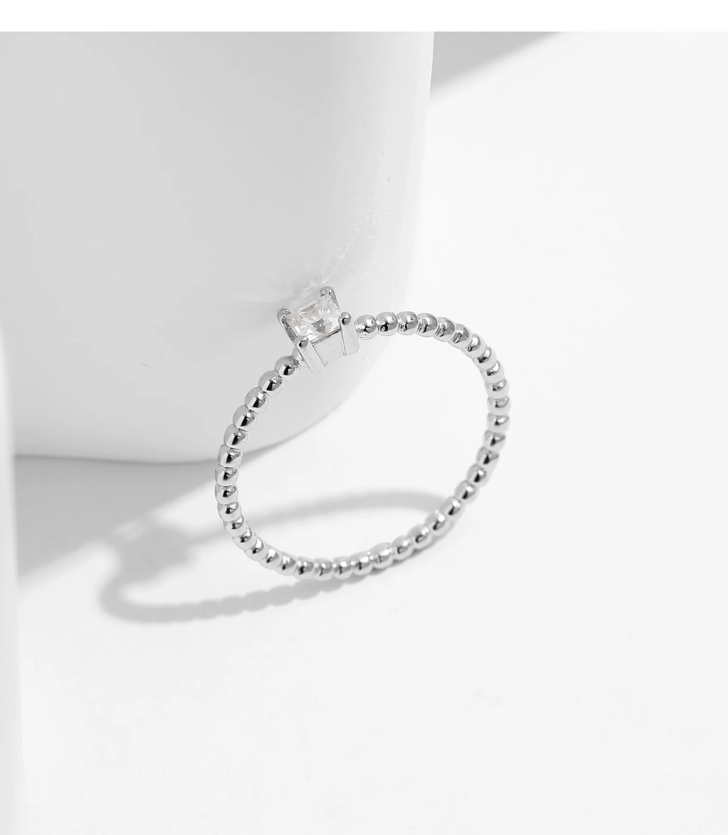 MODIAN D Color Square Princess Cut Moissanite Engagement Rings For Women 925 Sterling Silver Simple Beads Lab Diamond Jewelry