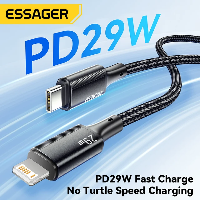Essager USB C Cable For iPhone 14 13 12 11 Pro Max Xs 8 Plus iPad Macbook Wire 29W PD Fast Charging Type C To Lighting Data Cord 2