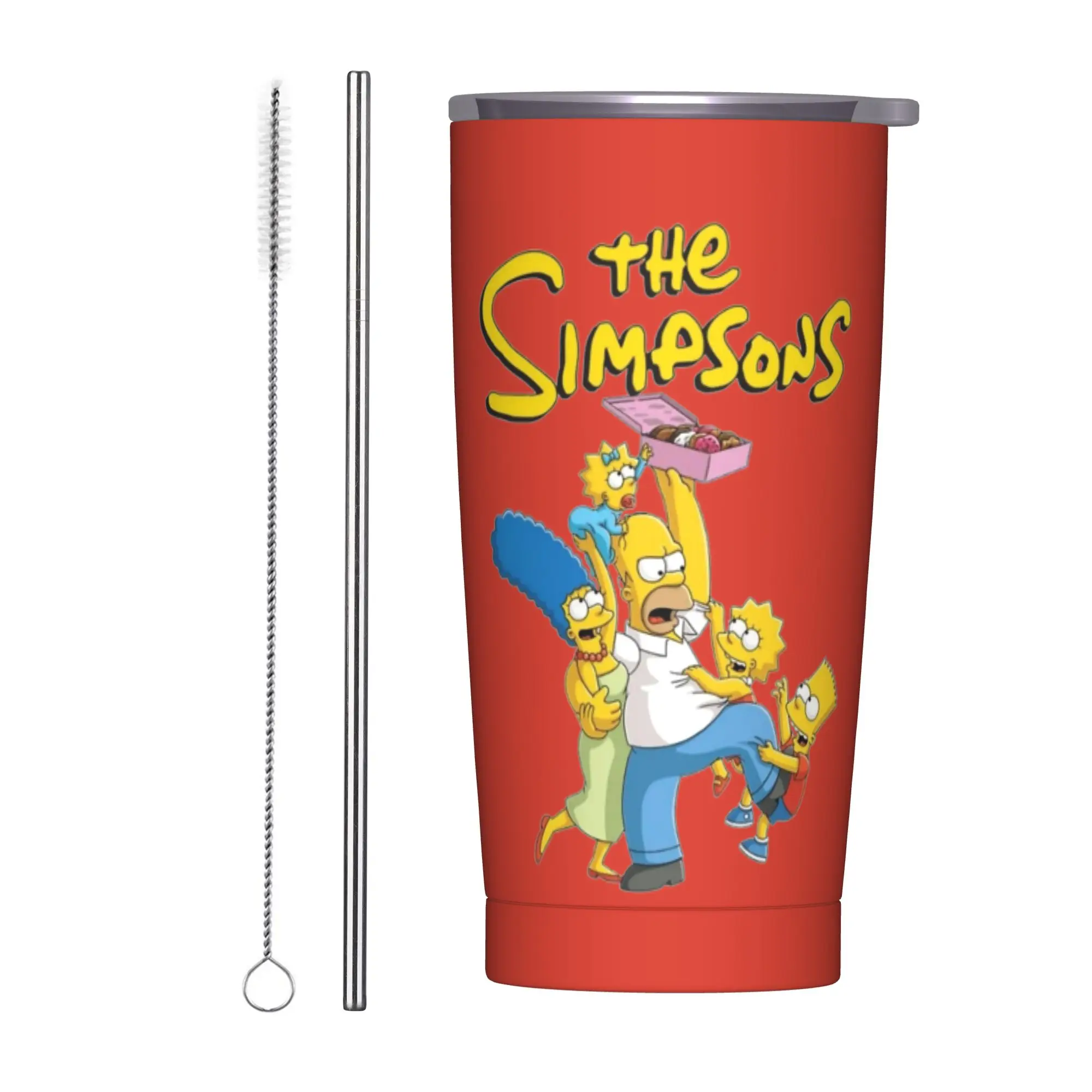 Stainless Steel Tumbler with The Simpsons Cartoon Design - Versatile Hot & Cold Beverage Cup