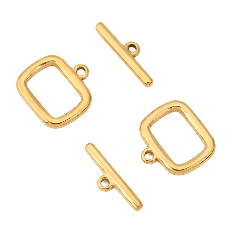 5 Sets Edelstahl Gold Rechteckige OT-Knebelverschlüsse Haken DIY Schmuckherstellung Halsketten-Verbinder Armband-Zubehör