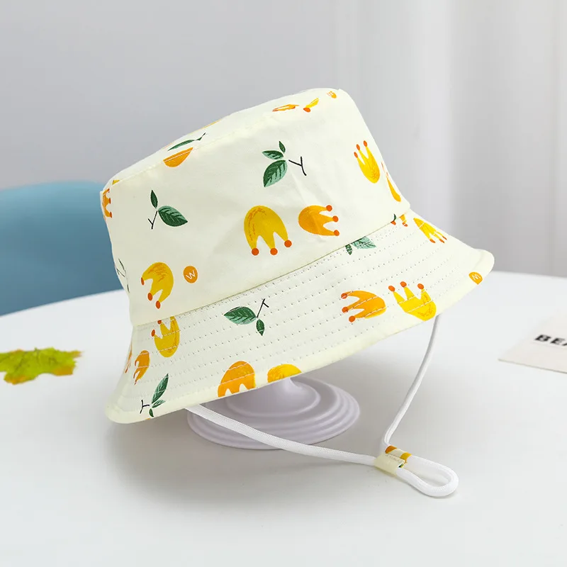 Fishing Cap Children's Cartoon Animal Fruit Printing Flower Cap Summer Beach Cotton For Men And Women Baby Universal