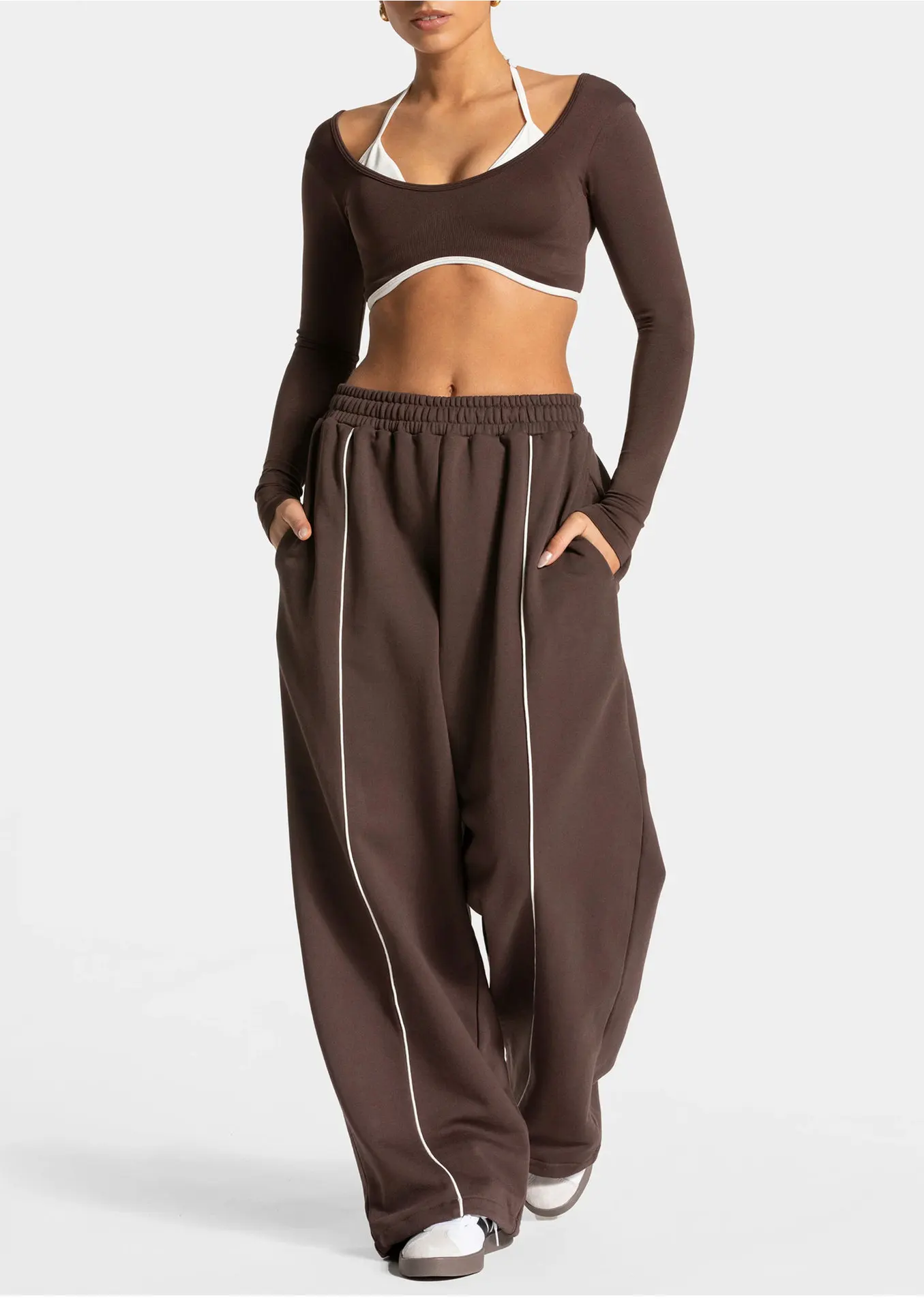 Pantalon Large Sport Femme avec Poches