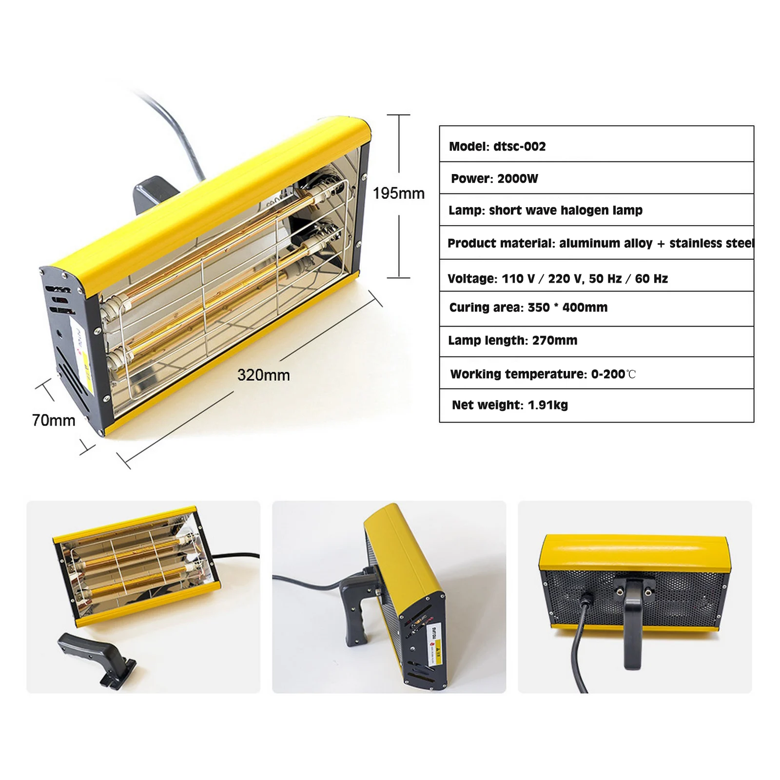 2000W Infrared Paint Curing Lamp for Drying Hot Paint Dryer Heating Lamp Heater Infrared Lamp Light Shortwave Spray Paint Booth images - 6