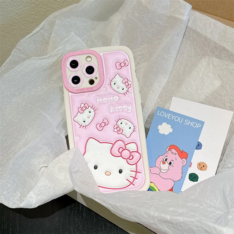 ピンクの携帯電話ケースハローキティ,愛らしい猫,漫画,iPhone用