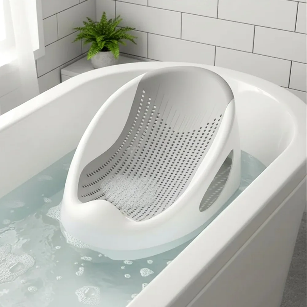 Baby Bath Tub Silicone Mesh Support Non Slip Base Baby Swimming Bathtub household Soft Touch Bathroom Newborn Foot Bath Bucket