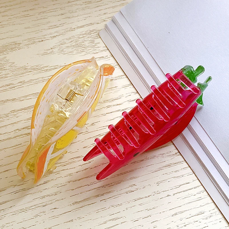Cute Fruit Pattern Hair Claw Clip Accessories Acrylic Women Girls Hairpin Headdre 11cm