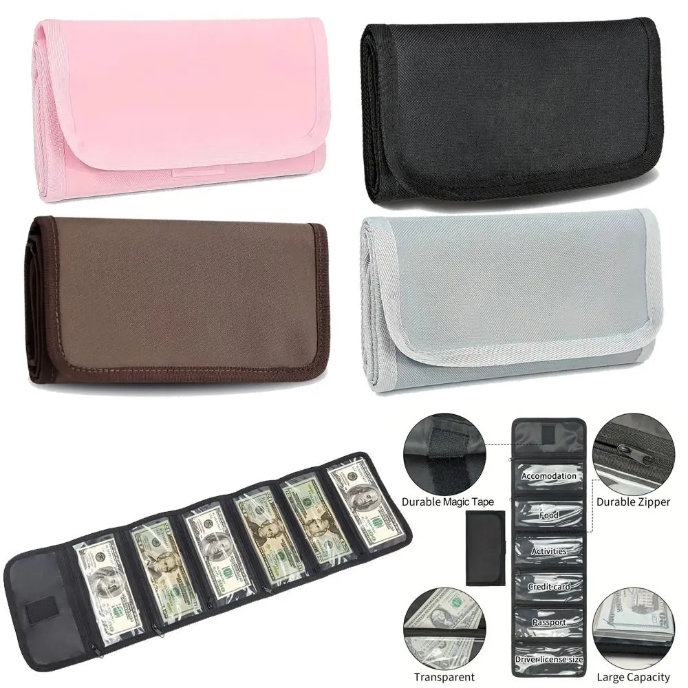 

with 6 Zippered Pocket Foldable Money Wallet Fashion Portable Cash Organizer Waterproof Money Bag