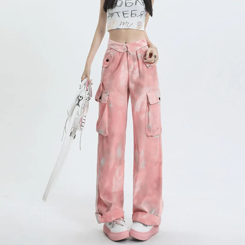 

Y2K Pockets Cargo Pants Women Straight Full Length Pants Harajuku Vintage 90S Aesthetic Trousers Wide Leg Baggy Pants 2023 New